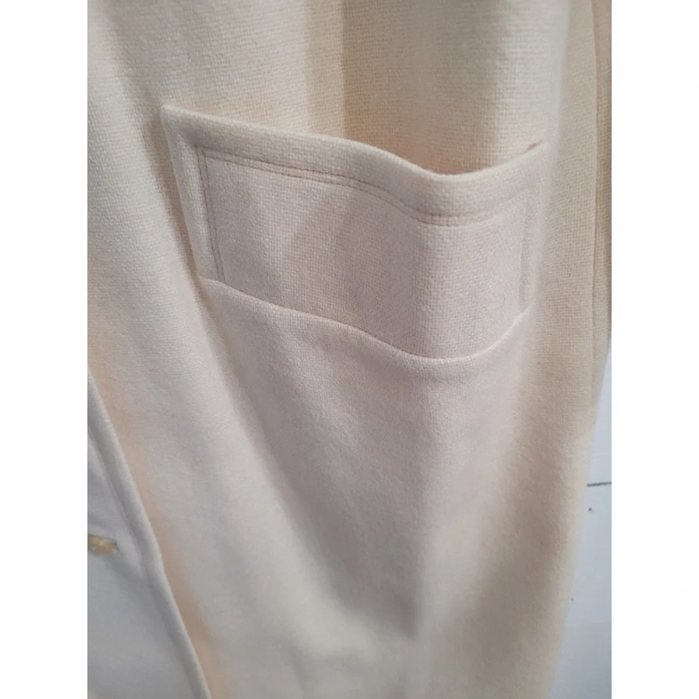 Vintage The Travelaire Cream Wool Button Split Cuff Union Made Dress Coat Sz 16 - Picture 7 of 16